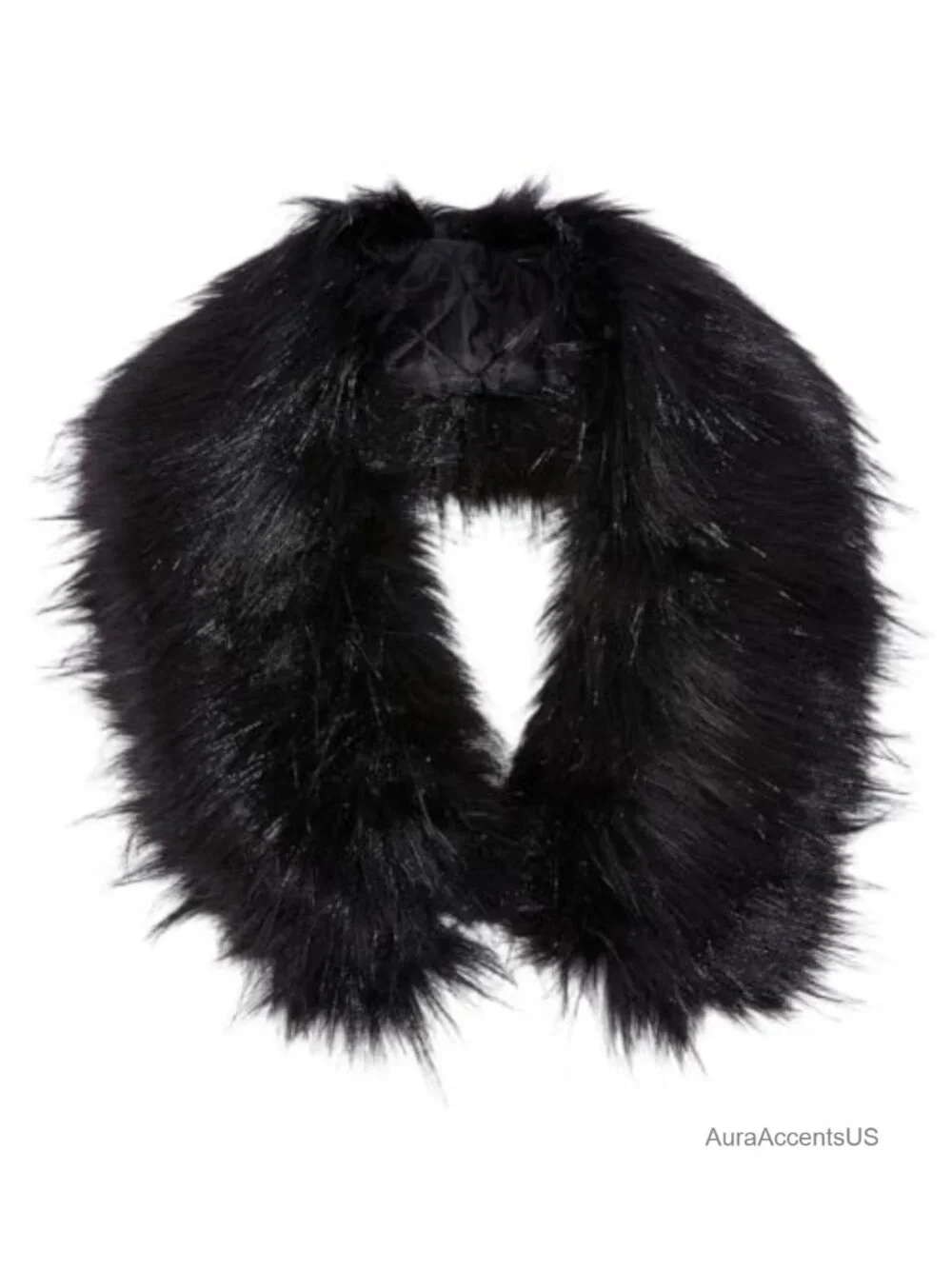 Faux Fur Collar Scarf Wrap Detachable Hood Trim Winter Coat Accessory